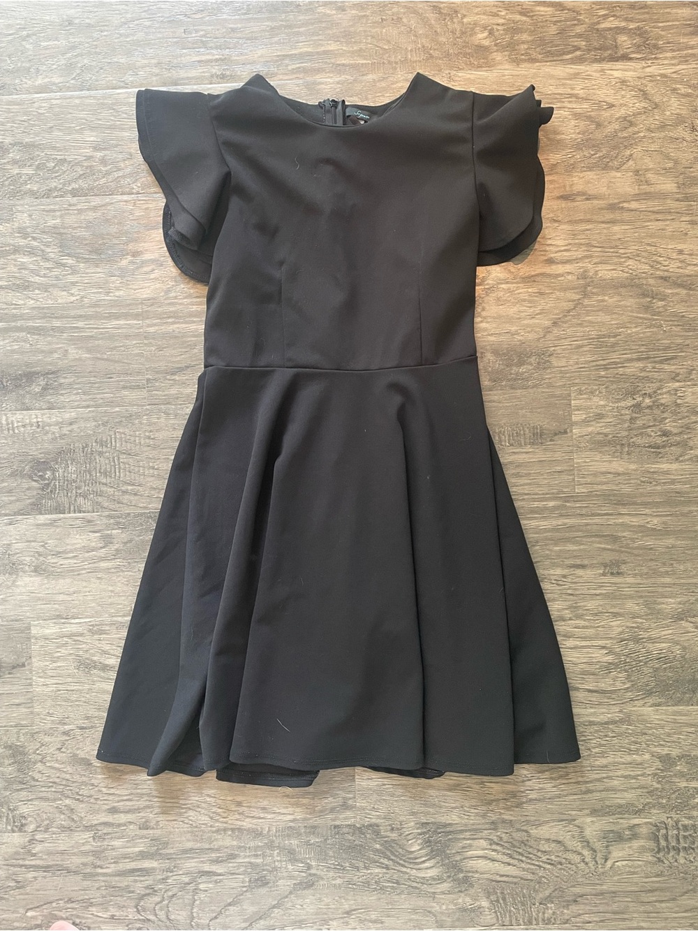 Little Black Dress Classic Black Fit-and-Flare Dress with Flutter Ruffle Sleeves